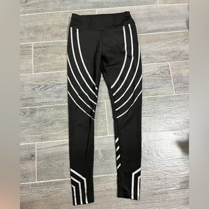 Black silver striped athletic leggings